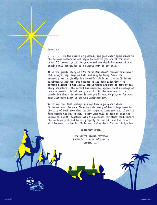Perry Como "First Christmas" Special Release