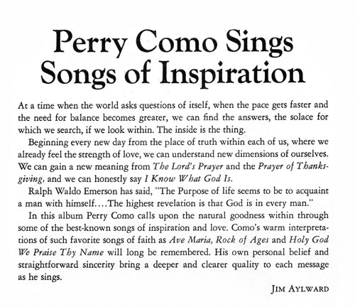 Perry Como Sings Songs of Inspiration